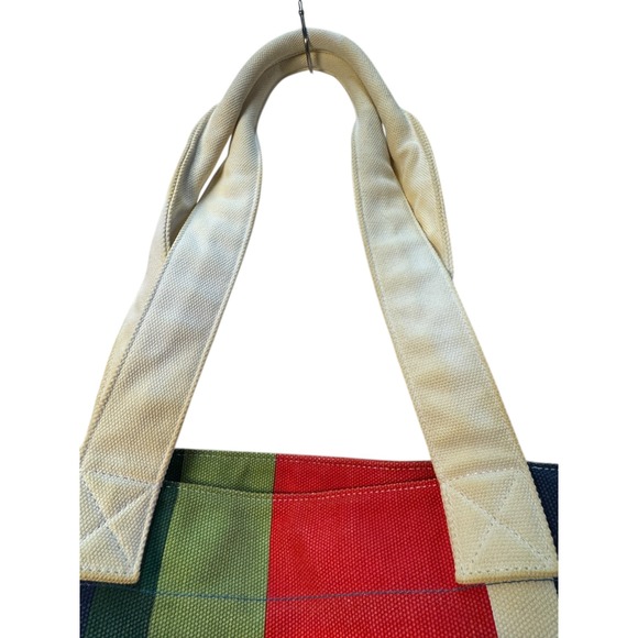 L.L. Bean Colorful Stripe Canvas Tote Bag Large Beach Travel Everyday Poly Lined - Picture 2 of 12